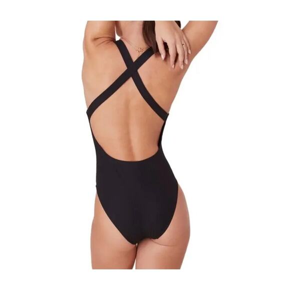 B0 Auth ANDIE The Tulum Black Crisscross Straps Back One-Piece Swimsuit Size M - Picture 2 of 9